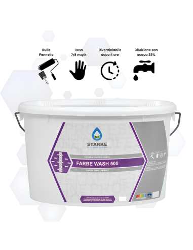 Farbe Wash 500 Idropittura Acrilica Lavabile Coprente Rapida Essiccazione