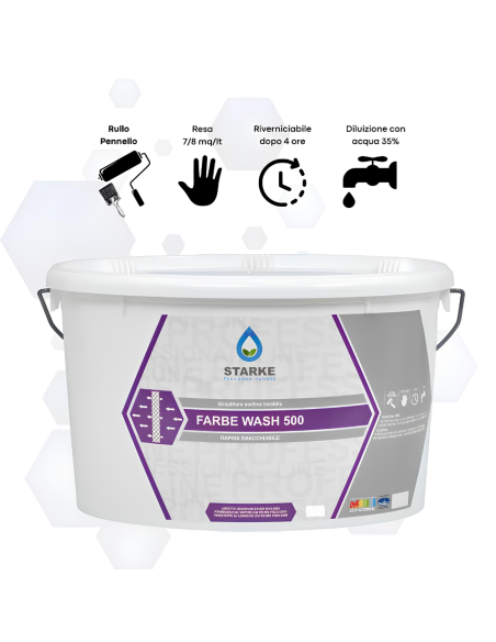 Farbe Wash 500 Idropittura Acrilica Lavabile Coprente Rapida Essiccazione