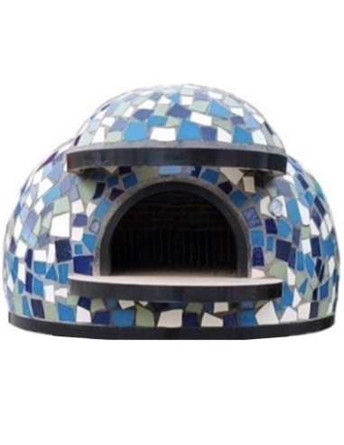 Forno Legna Artigianale Linea Cetara Rivestimento Mosaico Blu Alta Resistenza
