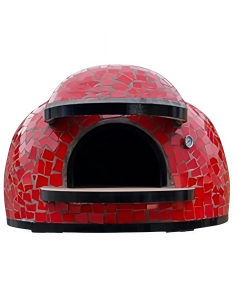 Forno Legna Artigianale Linea Unique Rivestimento Mosaico Rosso Alta Resistenza