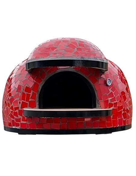 Forno Legna Artigianale Linea Unique Rivestimento Mosaico Rosso Alta Resistenza - FORTUNATO