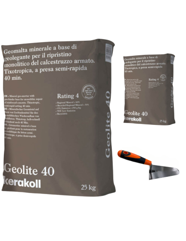 Geomalta Minerale Tixotropica 2 Sacchi Da 25 kg Cazzuola Punta Tonda 16 cm