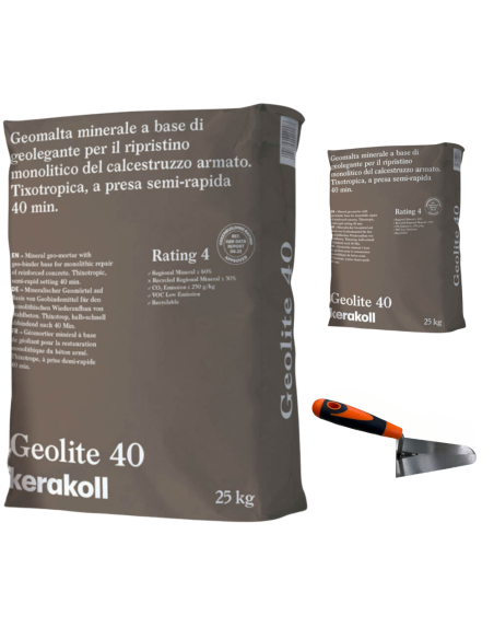 Geomalta Minerale Tixotropica 2 Sacchi Da 25 kg Cazzuola Punta Tonda 16 cm