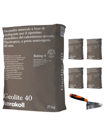Geomalta Minerale Tixotropica 5 Sacchi Da 25 kg Cazzuola Punta Tonda 16 cm