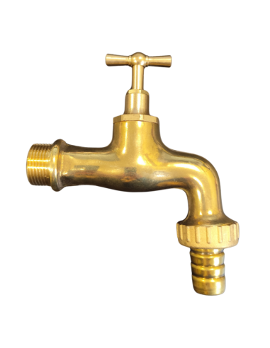 Rubinetto Portagomma Ottone Lucido 3/4 Pollice Erogazione Giardino Esterno