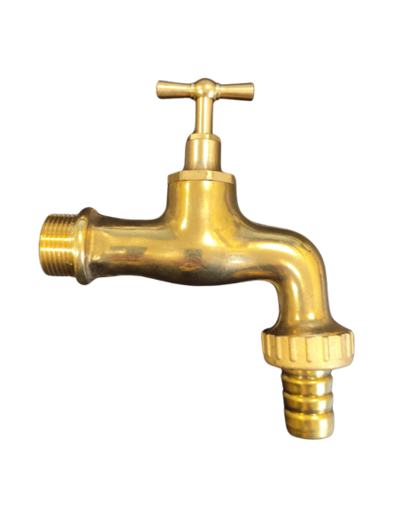 Rubinetto Portagomma Ottone Lucido 3/4 Pollice Erogazione Giardino Esterno
