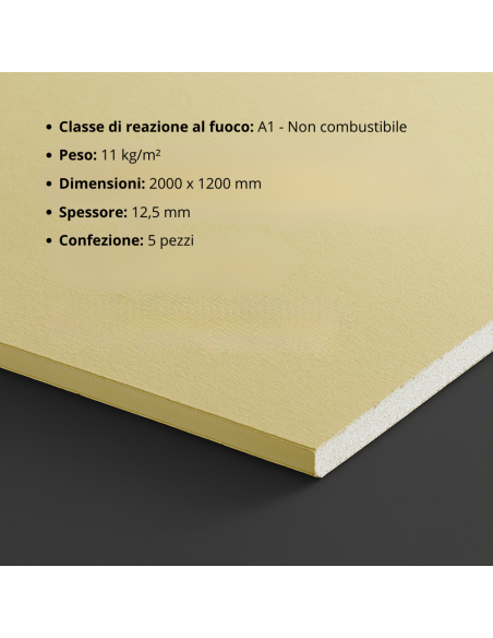 Lastra Cartongesso Esterni Interni Umidi Sauna 1200x2000 mm Confezione 5 Pezzi