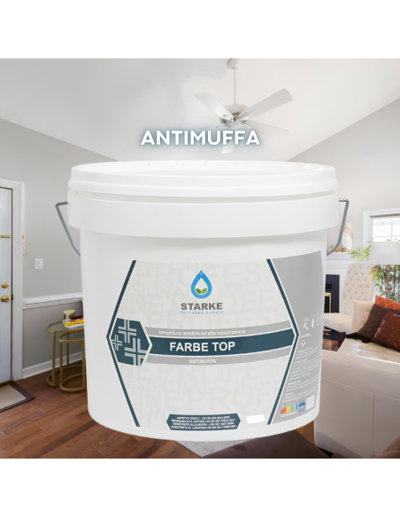 Farbe Top Pittura Murale Superlavabile Igienizzante Antimuffa Ottima Copertura