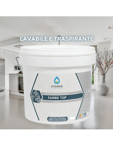 Farbe Top Pittura Murale Superlavabile Igienizzante Antimuffa Ottima Copertura