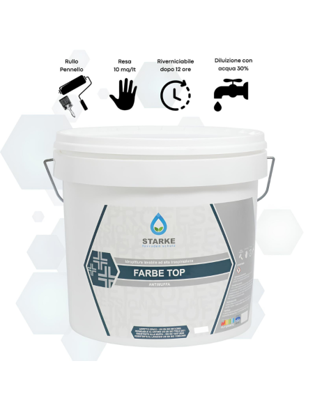 Farbe Top Pittura Murale Superlavabile Igienizzante Antimuffa Ottima Copertura