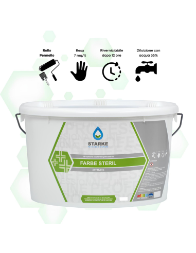 Farbe Steril Pittura Coprente Igienizzante Antimuffa Opaca Permeabile Vapore