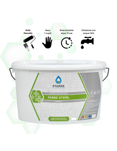 Farbe Steril Pittura Coprente Igienizzante Antimuffa Opaca Permeabile Vapore