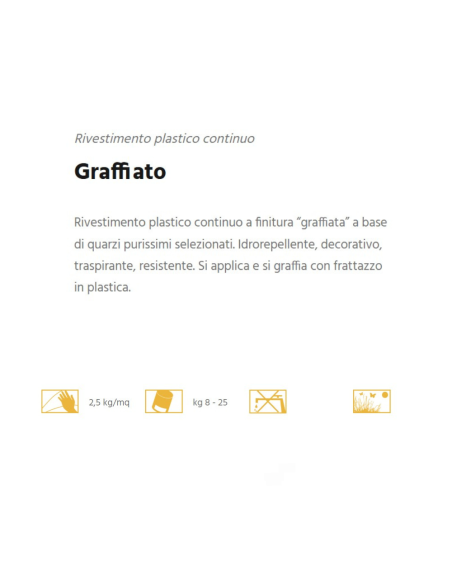 Rivestimento Graffiato Plastico Idrorepellente Bianco Quarzi Purissimi Esterni