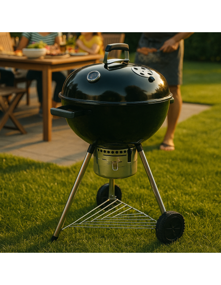 Billy Barbecue Carbone 70x58x102 Cm Griglia 54 Cm Termometro Ganci Portautensili 