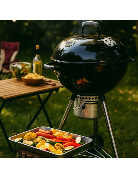 Billy Barbecue Carbone 70x58x102 Cm Griglia 54 Cm Termometro Ganci Portautensili 