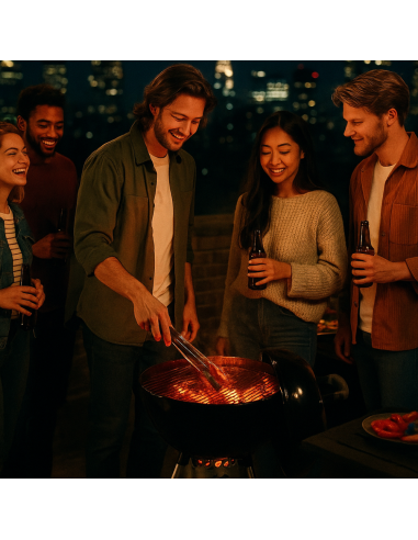 Billy Barbecue Carbone 70x58x102 Cm Griglia 54 Cm Termometro Ganci Portautensili 