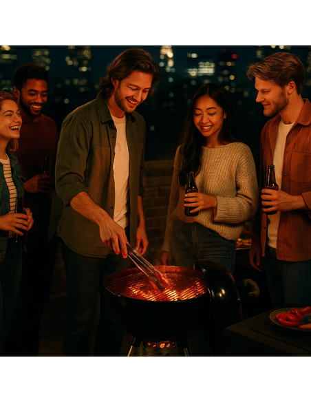 Billy Barbecue Carbone 70x58x102 Cm Griglia 54 Cm Termometro Ganci Portautensili 