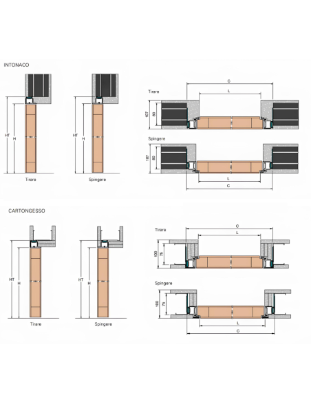 xReverx Ermetika Porta Battente Filo Muro Reversibile Serratura Magnetica