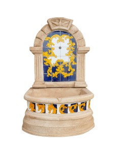 Fontana Spagnola Modello Barocco Maiolica H120xL80xP45 Cm Cemento Effetto Pietra