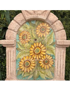 Fontana Spagnola Modello Girasoli Maiolica H120xL80xP45 cm Cemento Effetto Pietra 2