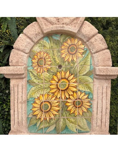 Fontana Spagnola Modello Girasoli Maiolica H120xL80xP45 cm Cemento Effetto Pietra