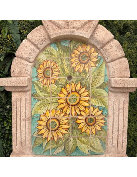Fontana Spagnola Modello Girasoli Maiolica H120xL80xP45 cm Cemento Effetto Pietra