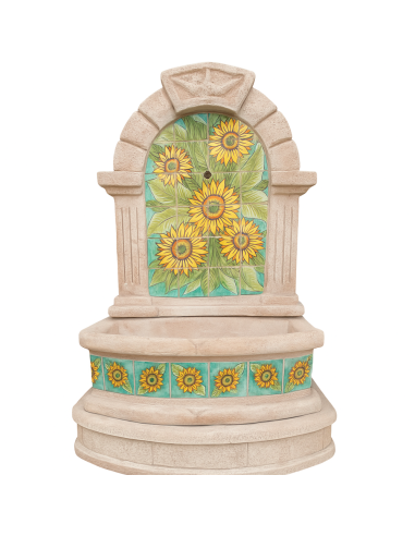 Fontana Spagnola Modello Girasoli Maiolica H120xL80xP45 cm Cemento Effetto Pietra