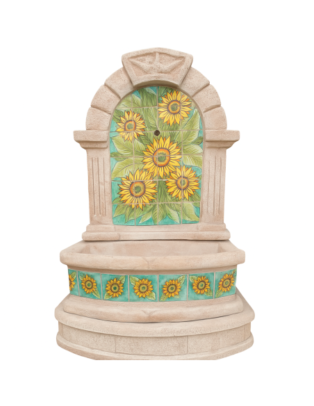 Fontana Spagnola Modello Girasoli Maiolica H120xL80xP45 cm Cemento Effetto Pietra