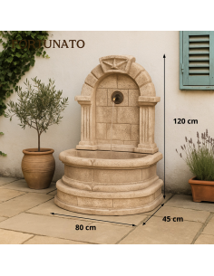 Fontana Spagnola Decorativa Modello Terra H120xL80xP45 Cemento Effetto Pietra 2