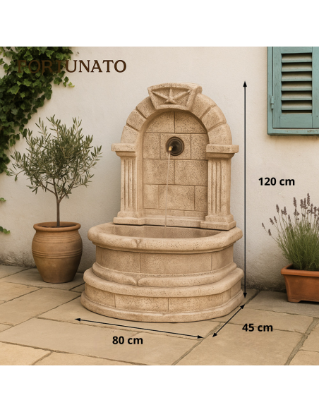 Fontana Spagnola Decorativa Modello Terra H120xL80xP45 Cemento Effetto Pietra