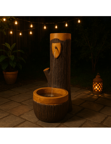 Fontana Finto Legno Grande H120 x L45 x P70 cm Esterni Cemento Effetto Naturale