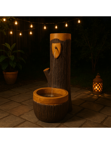 Fontana Finto Legno Grande H120 x L45 x P70 cm Esterni Cemento Effetto Naturale