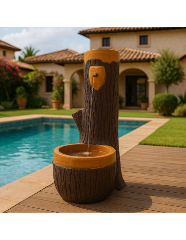 Fontana Finto Legno Grande H120 x L45 x P70 cm Esterni Cemento Effetto Naturale