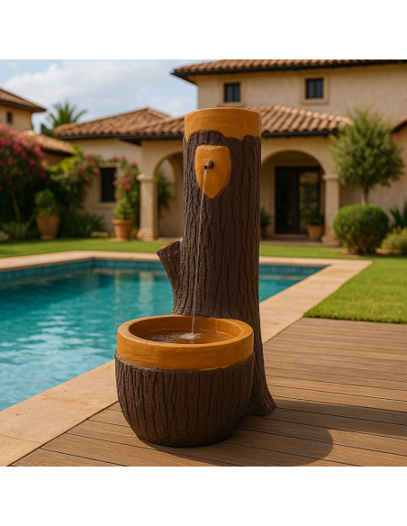 Fontana Finto Legno Grande H120 x L45 x P70 cm Esterni Cemento Effetto Naturale