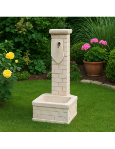 Fontana Decorativa Mattone Giardino Cemento Effetto Mattoni H 90 L 35 P 50 Cm 2