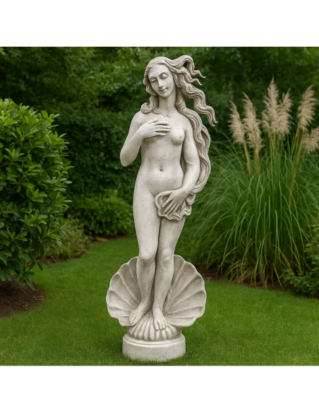 Statua Cemento Grigio Effetto Pietra Naturale Venere Botticelli H120 Cm Giardini 