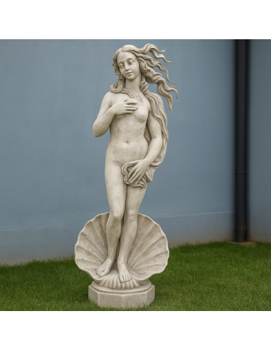 Statua Cemento Grigio Effetto Pietra Naturale Venere Botticelli H120 Cm Giardini 