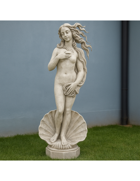 Statua Cemento Grigio Effetto Pietra Naturale Venere Botticelli H120 Cm Giardini 
