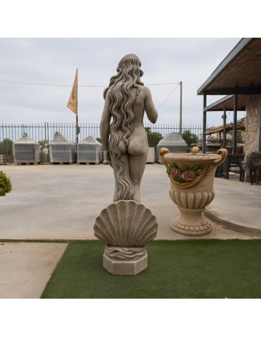 Statua Cemento Grigio Effetto Pietra Naturale Venere Botticelli H120 Cm Giardini 
