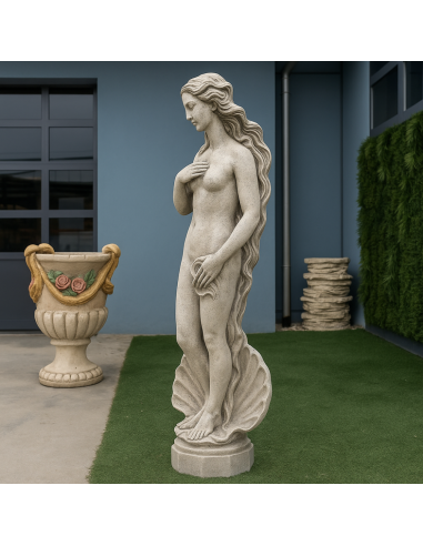 Statua Cemento Grigio Effetto Pietra Naturale Venere Botticelli H120 Cm Giardini 