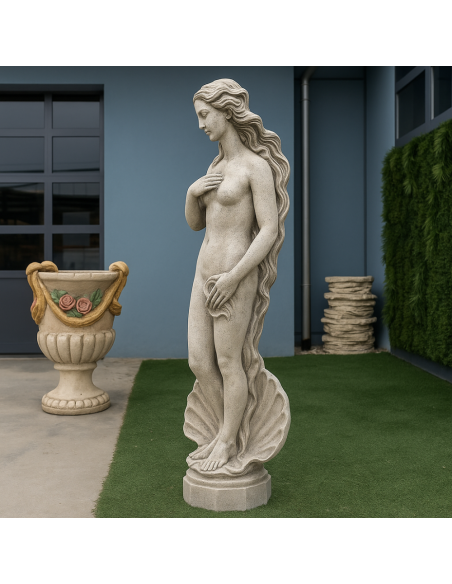 Statua Cemento Grigio Effetto Pietra Naturale Venere Botticelli H120 Cm Giardini 