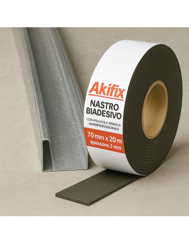 Nastro Biadesivo Cartongesso Pellicola Singola Superprofessionale Spessore 3 mm