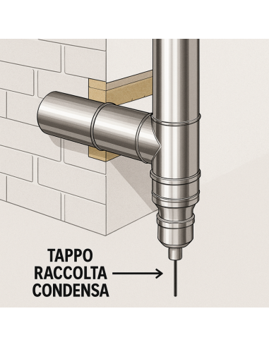 Tappo Raccolta Condensa Cieco Acciaio Inox Diametro 80mm Canna Fumaria 