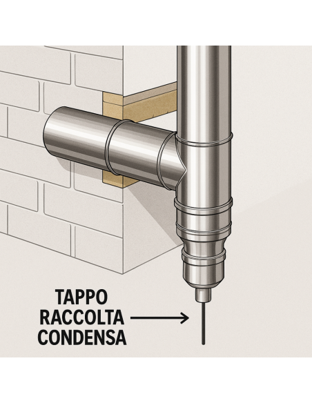 Tappo Raccolta Condensa Cieco Acciaio Inox Diametro 80mm Canna Fumaria 
