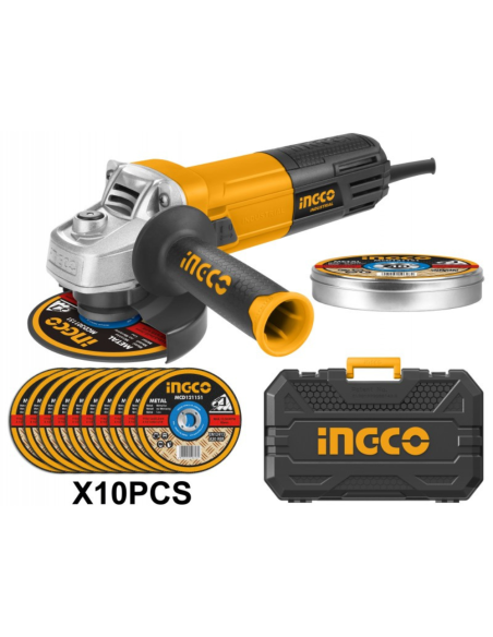 Smerigliatrice Angolare 115 MM 950W 10 dischi Valigetta Preparazione Superfici  