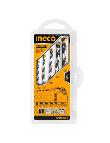 Set 5 Punte Acciaio Trapano Muratura Foratura Precisa Professionale 