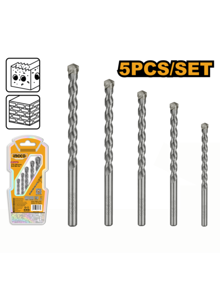 Set 5 Punte Acciaio Trapano Muratura Foratura Precisa Professionale 