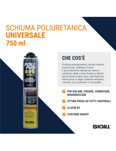 Schiuma Poliuretanica Per Pistola Polipur 888 Isolamento 750 ML SIGILL  2