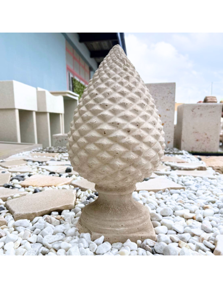 Pigna Salentina Cemento Bianco 19 x 19 x H.46 cm Arredo Giardino Esterni