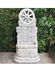 Fontana Giardino Calcestruzzo Cemento Senza Rubinetto 44x37xH.94cm Mod. Ruota